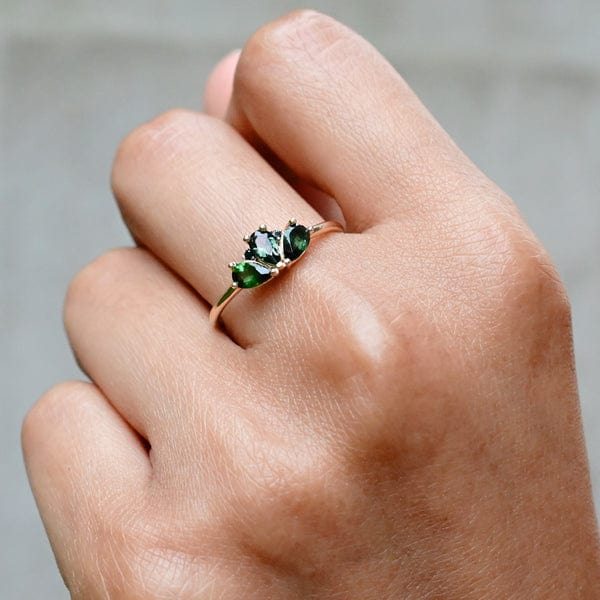 RNG-14K Green Tourmaline Black Diamond Ava Ring
