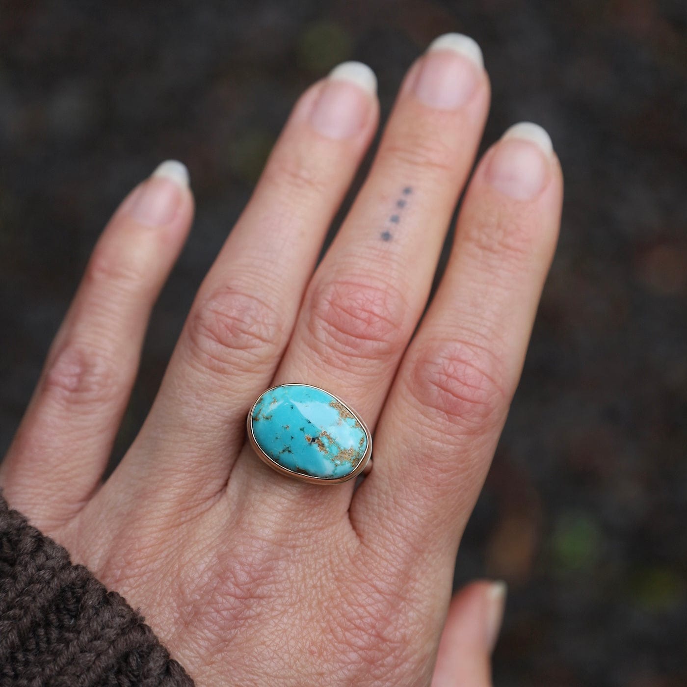 RNG-14K Jamie Joseph Asymmetrical Carico Lake Turquoise Ring
