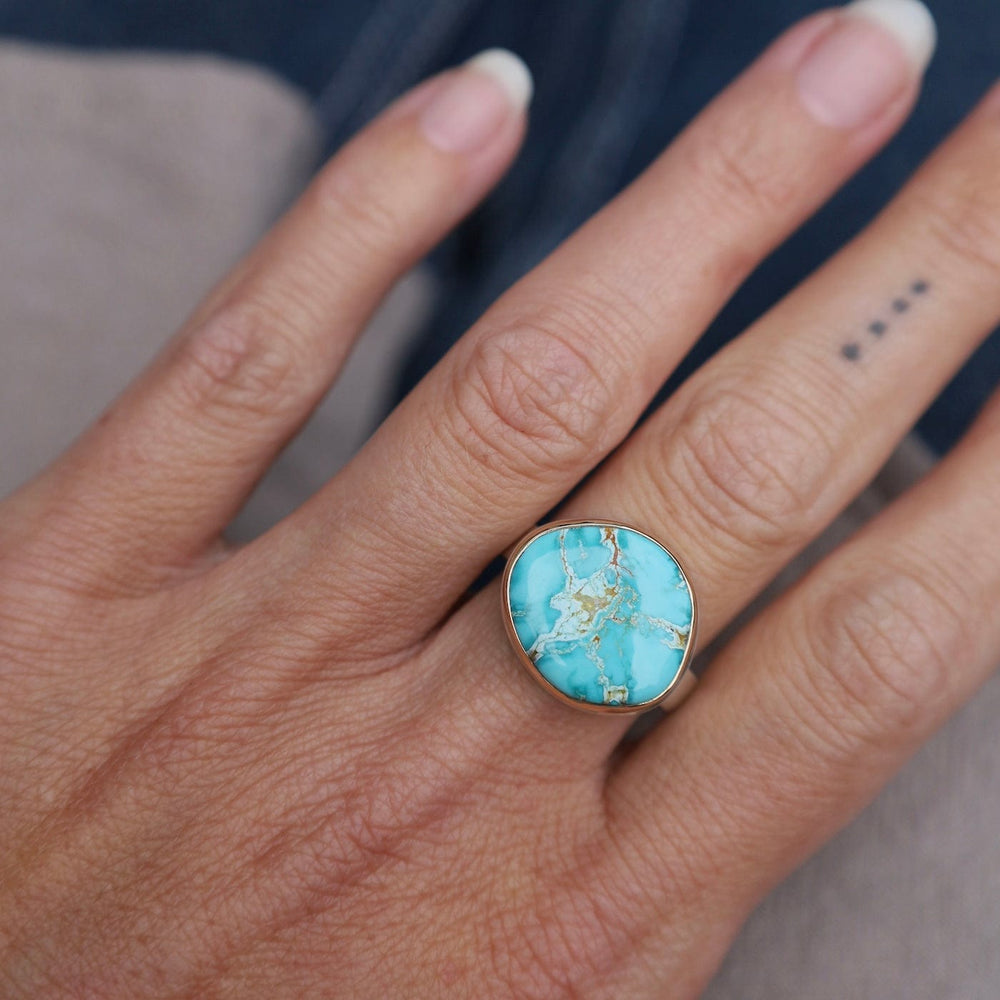 
                      
                        RNG-14K Jamie Joseph Asymmetrical Royston Turquoise Ring
                      
                    