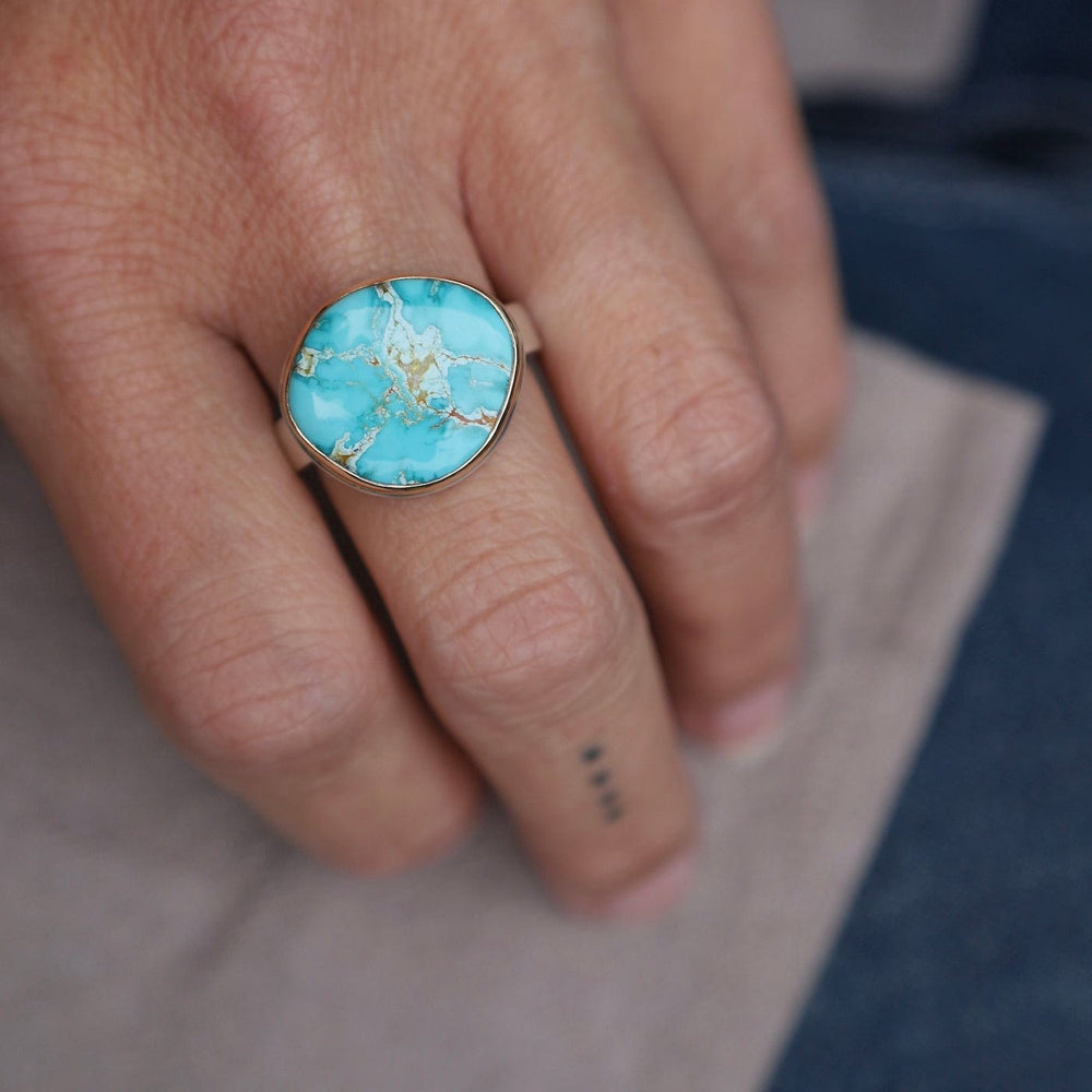 
                      
                        RNG-14K Jamie Joseph Asymmetrical Royston Turquoise Ring
                      
                    