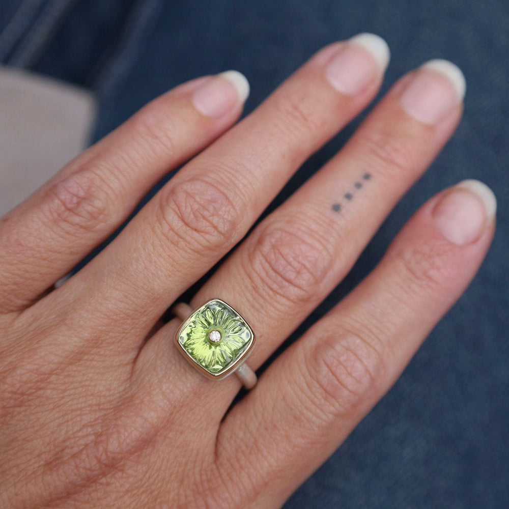 
                  
                    RNG-14K Jamie Joseph Carved Flower Peridot & Diamond Ring
                  
                