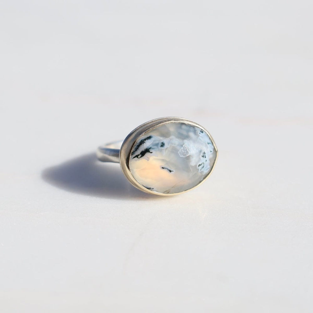 
                      
                        RNG-14K Jamie Joseph Oval Inverted Moss Agate Ring
                      
                    