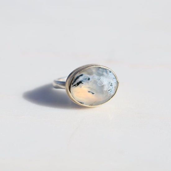 RNG-14K Jamie Joseph Oval Inverted Moss Agate Ring