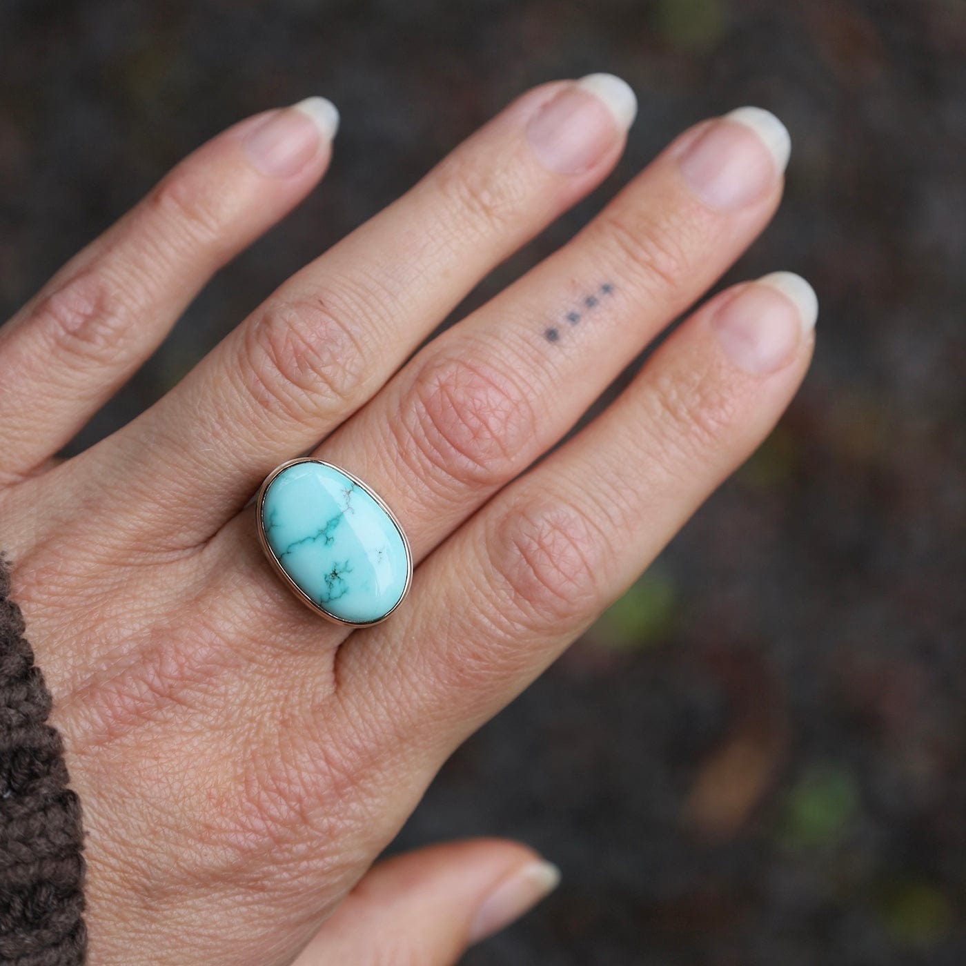 RNG-14K Jamie Joseph Oval Lone Mountain Turquoise Ring