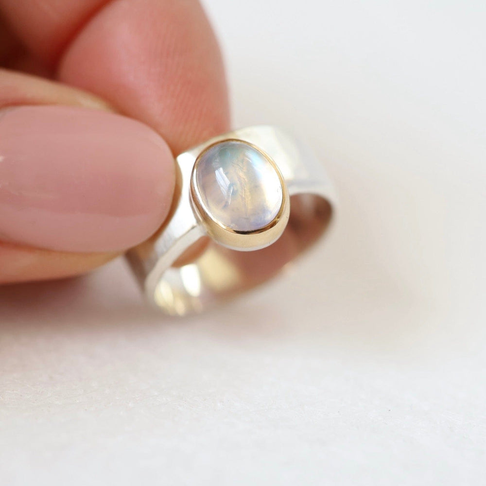 
                      
                        RNG-14K Mesa Ring with Moonstone
                      
                    