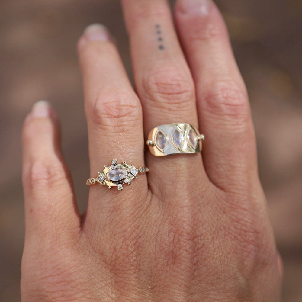 RNG-14K Moonstone & Diamonds Eye Ring