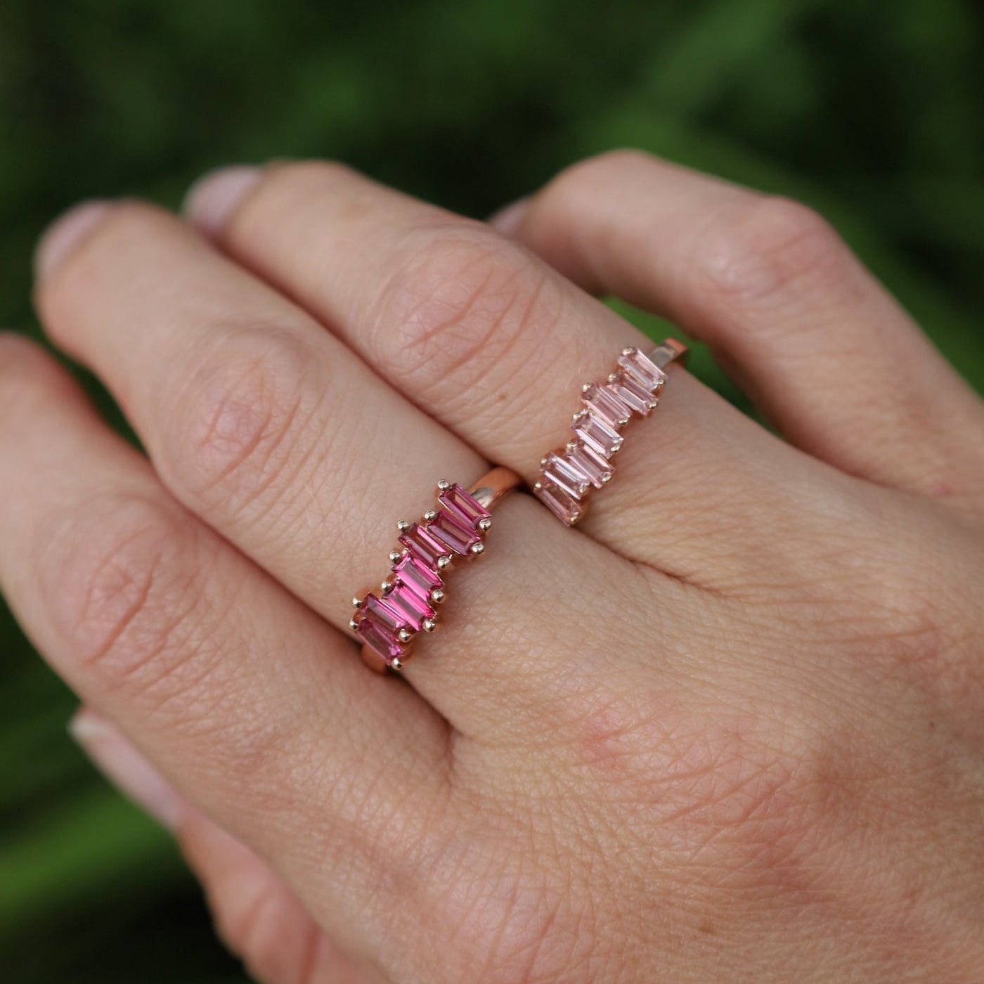 RNG-14K Morganite Topaz Half Band Ring