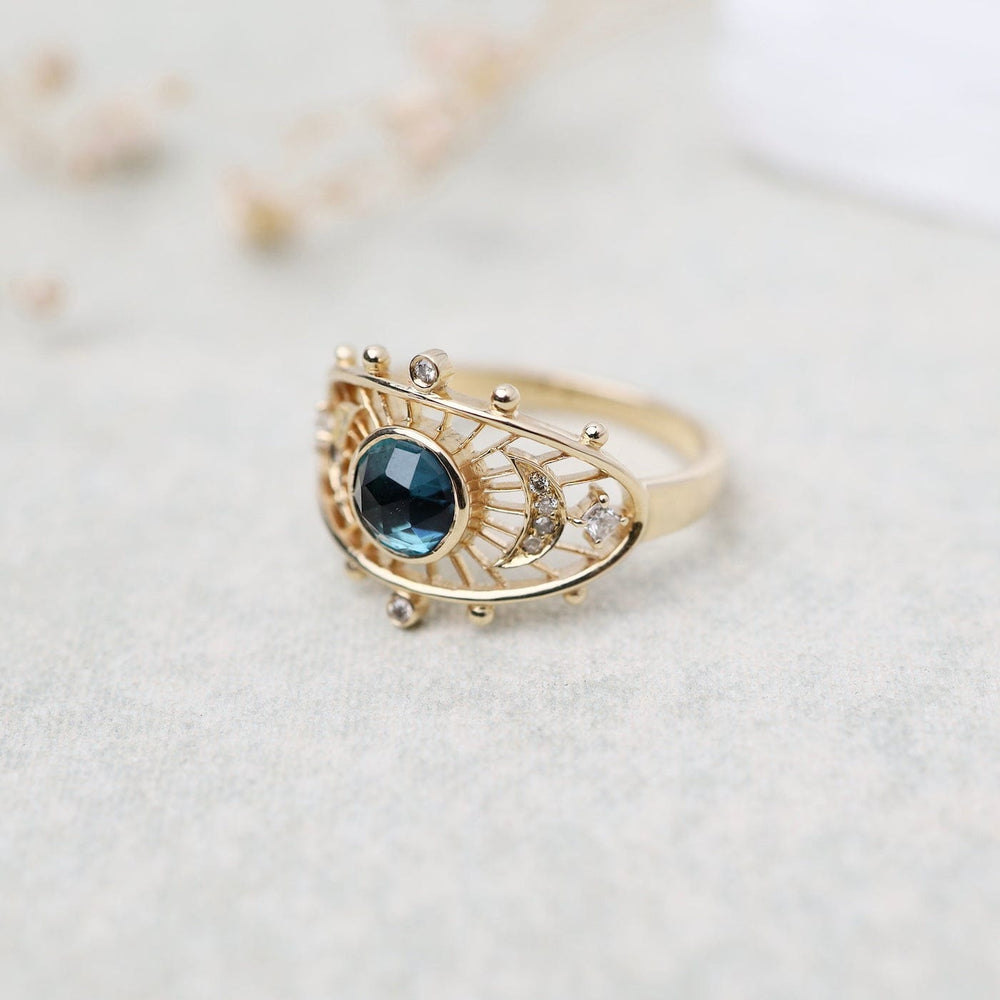 
                      
                        RNG-14K One of a Kind Blue Green Tourmaline Dream Maker Eye Ring
                      
                    