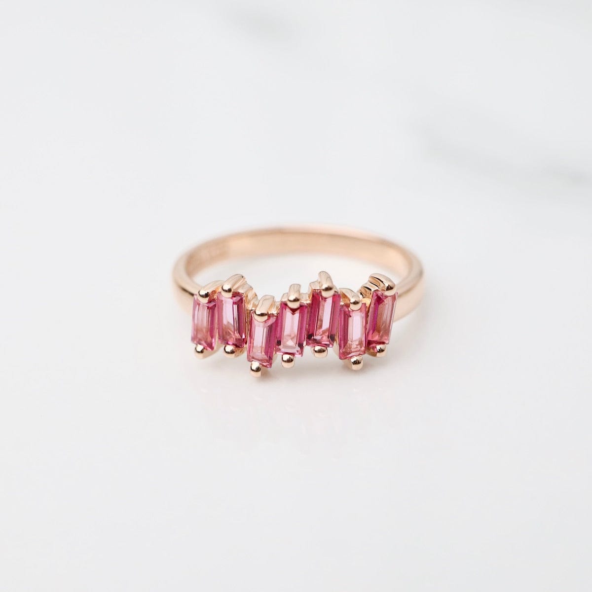 RNG-14K Pink Topaz Half Band Ring