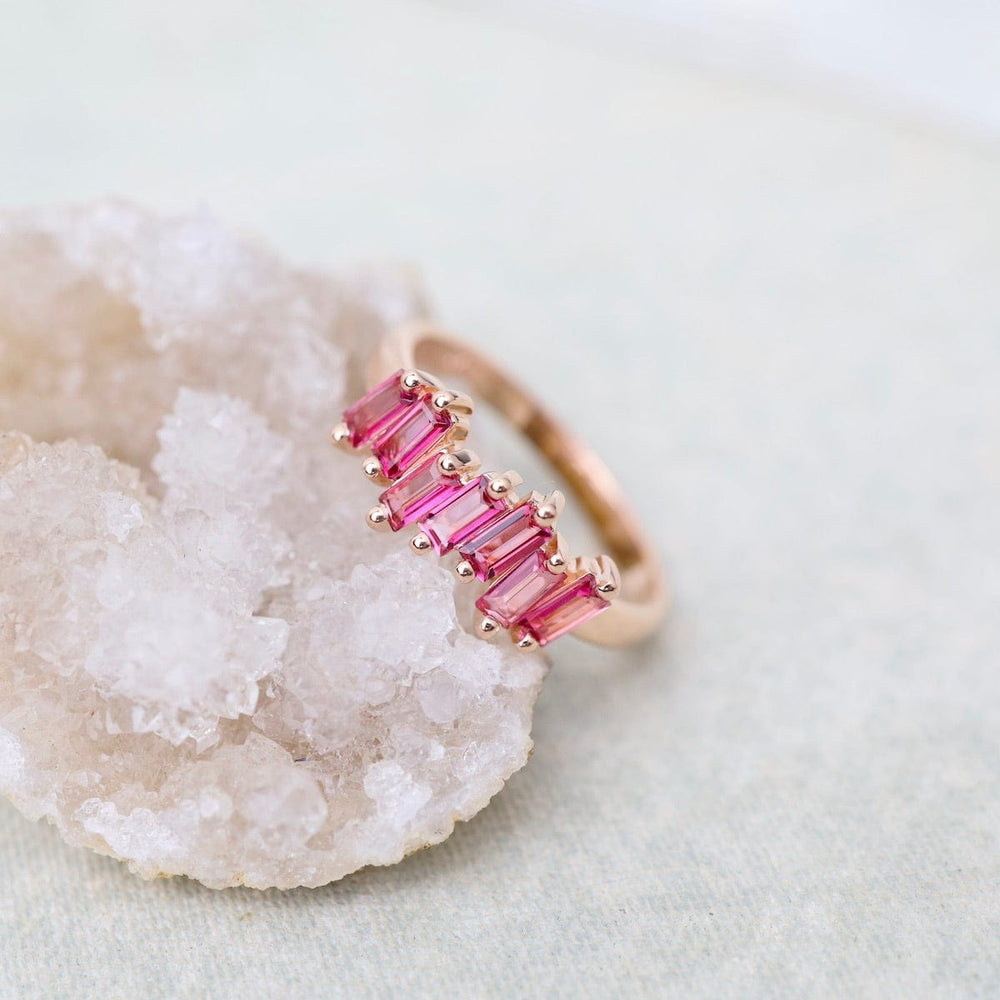 
                  
                    RNG-14K Pink Topaz Half Band Ring
                  
                