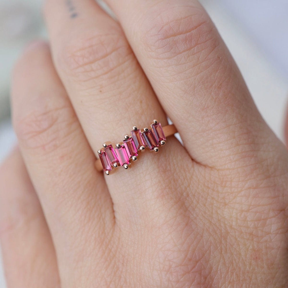 RNG-14K Pink Topaz Half Band Ring