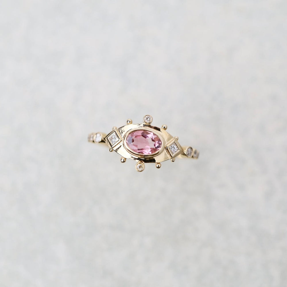 
                      
                        RNG-14K Pink Tourmaline & Diamonds Eye Ring
                      
                    