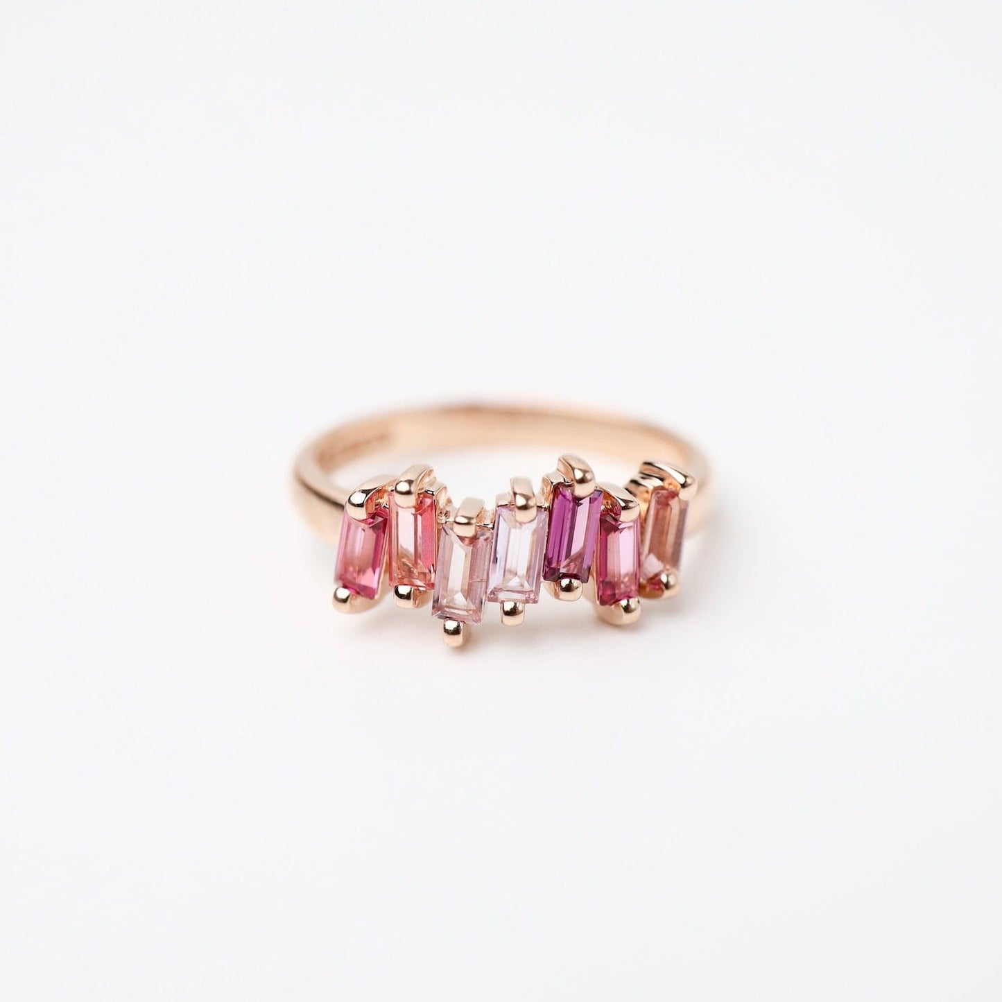 RNG-14K Rose Gold Fireworks Mixed Pink Half Band