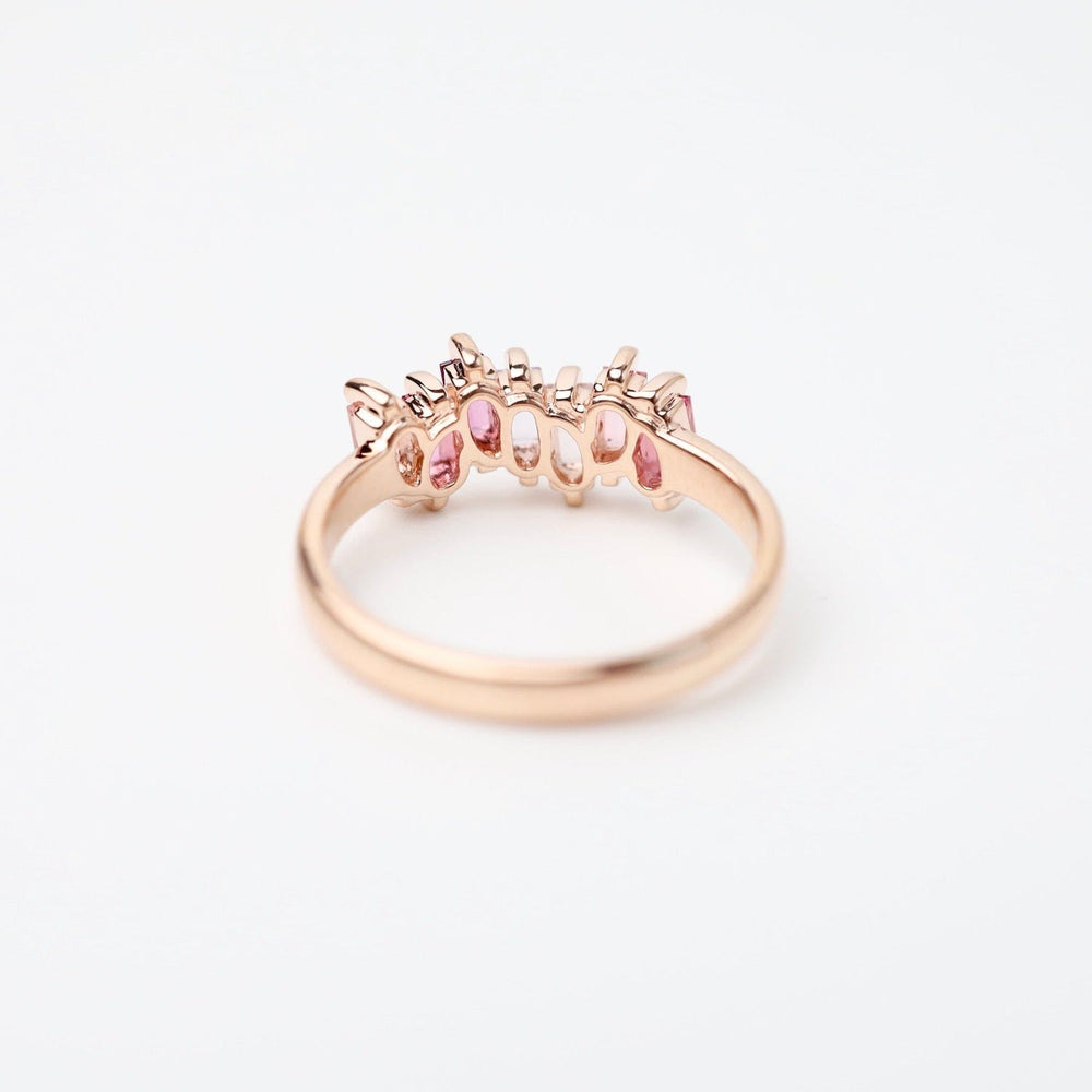 
                  
                    RNG-14K Rose Gold Fireworks Mixed Pink Half Band
                  
                