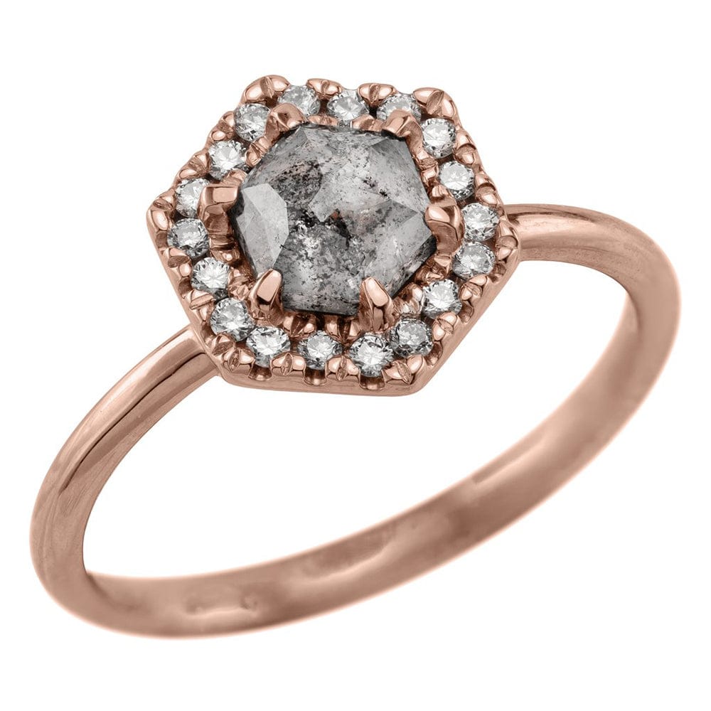 RNG-14K ROSE GOLD HEXAGON HALO RING