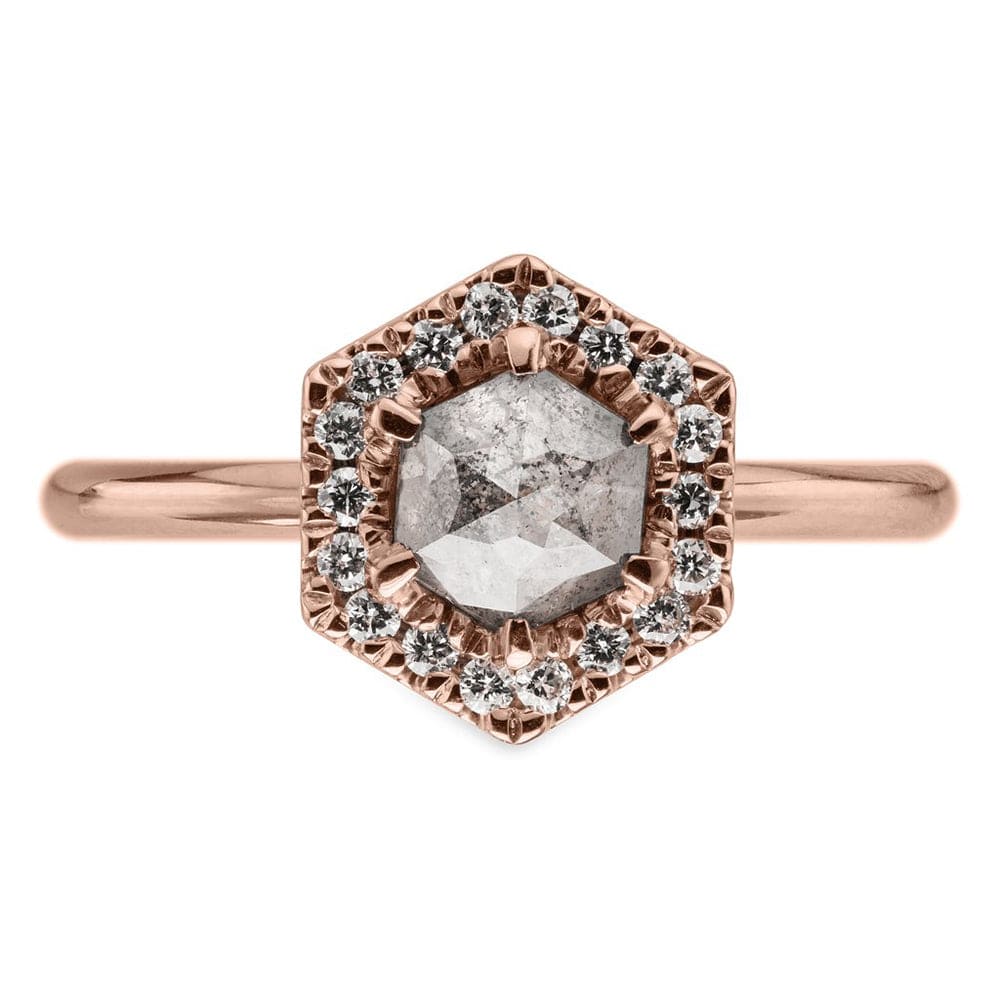 
                  
                    RNG-14K ROSE GOLD HEXAGON HALO RING
                  
                