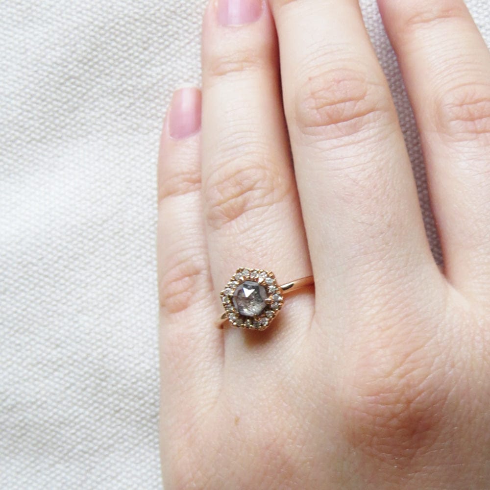 
                  
                    RNG-14K ROSE GOLD HEXAGON HALO RING
                  
                