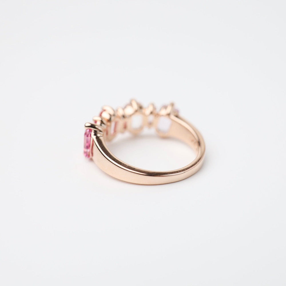 
                  
                    RNG-14K Rose Gold Mixed Pink Topaz Half Band Ring
                  
                