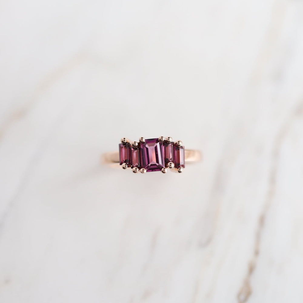 RNG-14K Rose Gold Rhodolite Garnet Ring