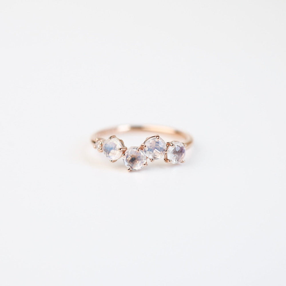 RNG-14K Rose Gold Round Rainbow Moonstone Ring