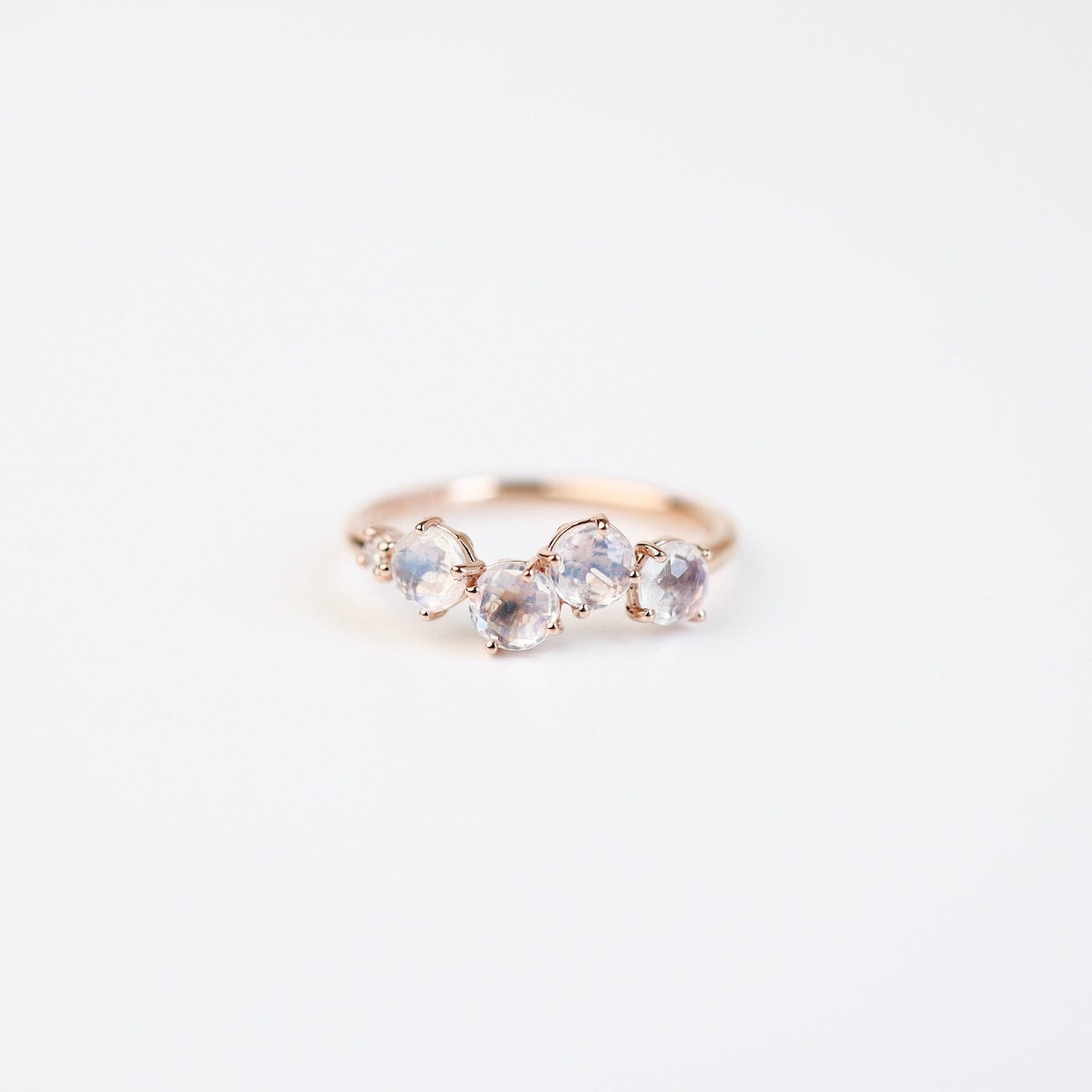 RNG-14K Rose Gold Round Rainbow Moonstone Ring