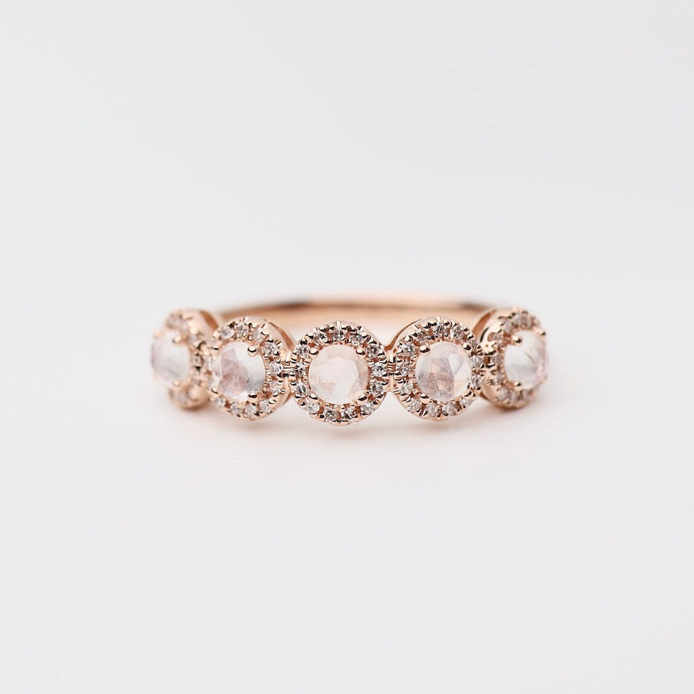 RNG-14K Rosie Halfway Band with Rainbow Moonstone Ring