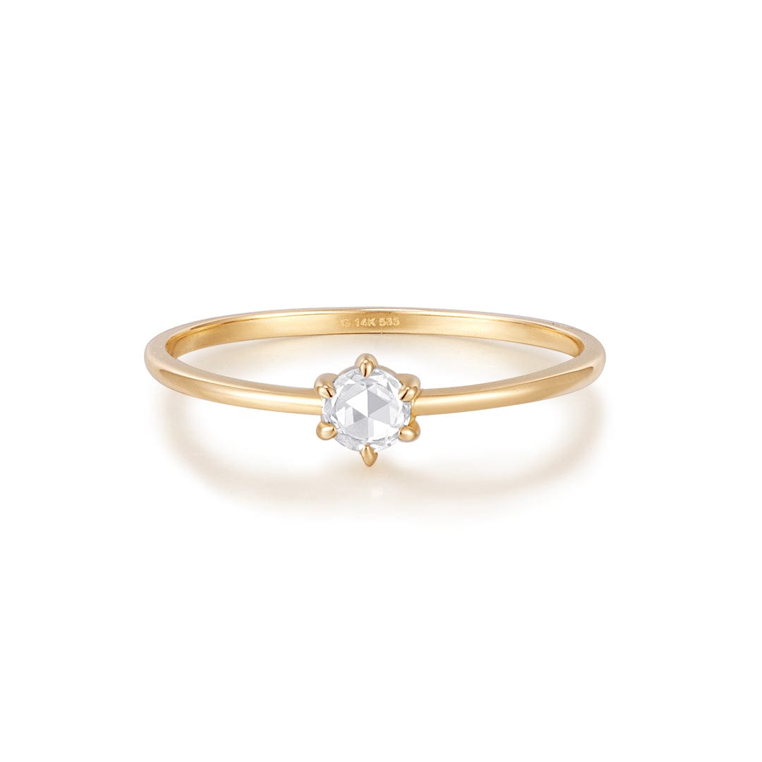 RNG-14K Solitaire Rose Cut White Sapphire Ring
