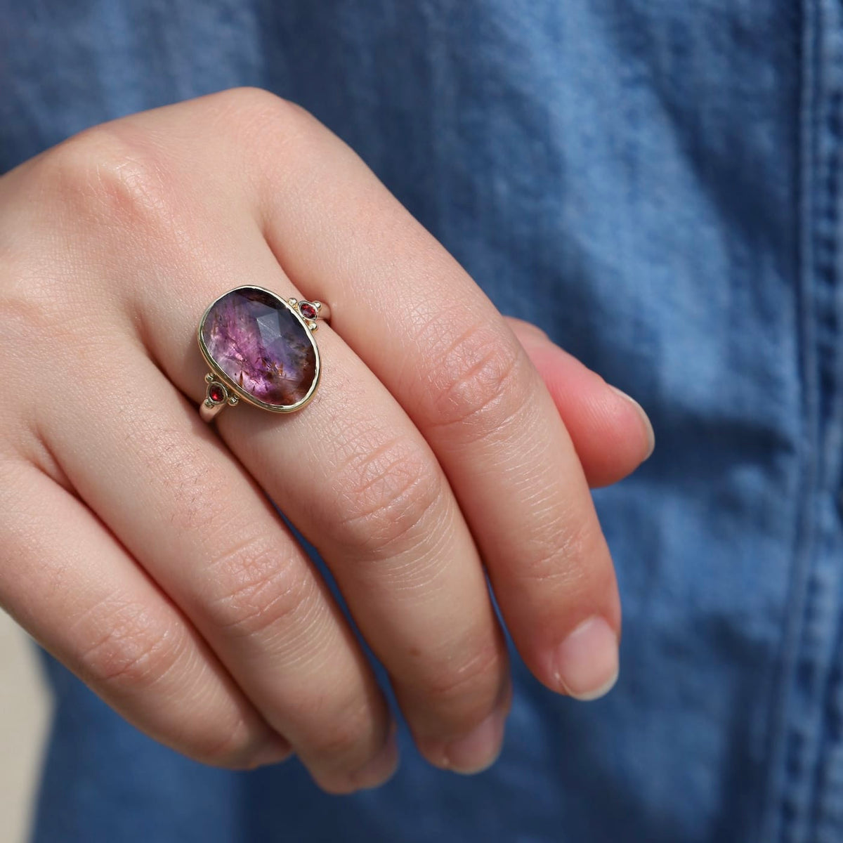 RNG 14k SS Super Seven (Amethyst) Ring with Rubies492.