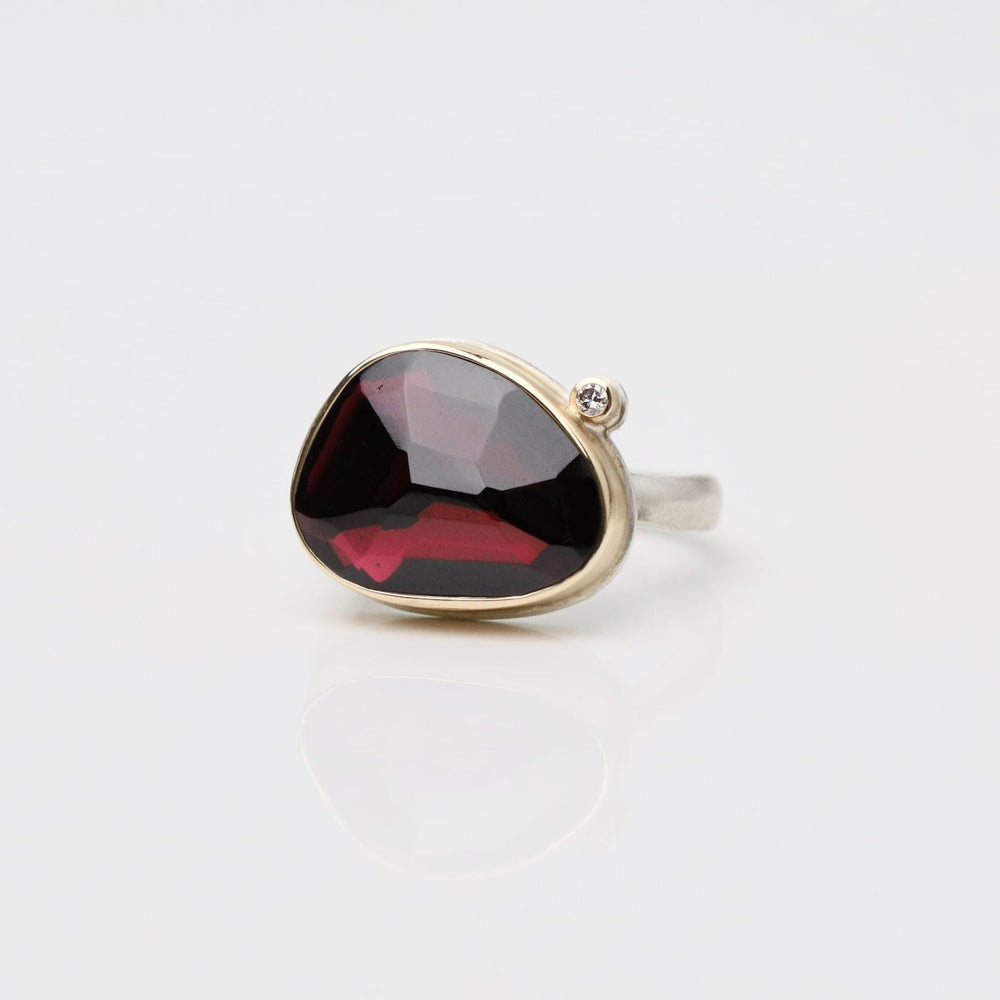 
                      
                        RNG-14K Sterling & 14K Gold Ring w/Asymmetrical Faceted Rh
                      
                    