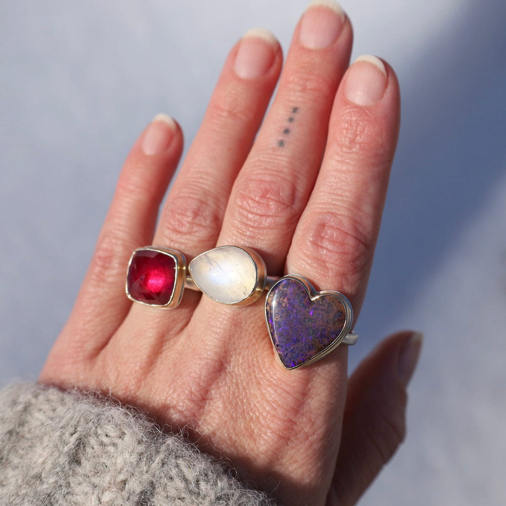 
                  
                    RNG-14K Sterling & 14K Gold Ring w/ BOULDER OPAL Heart on
                  
                