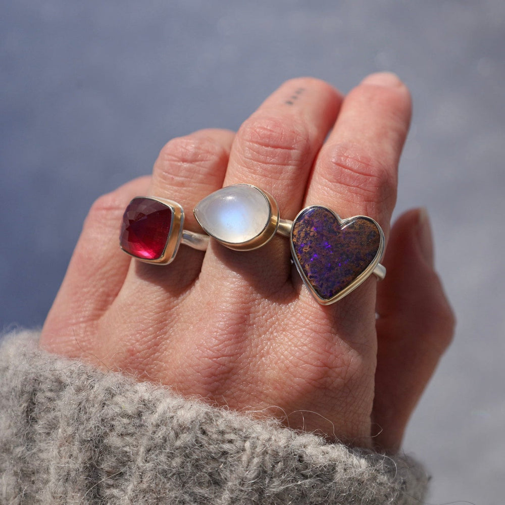 
                  
                    RNG-14K Sterling & 14K Gold Ring w/ BOULDER OPAL Heart on
                  
                