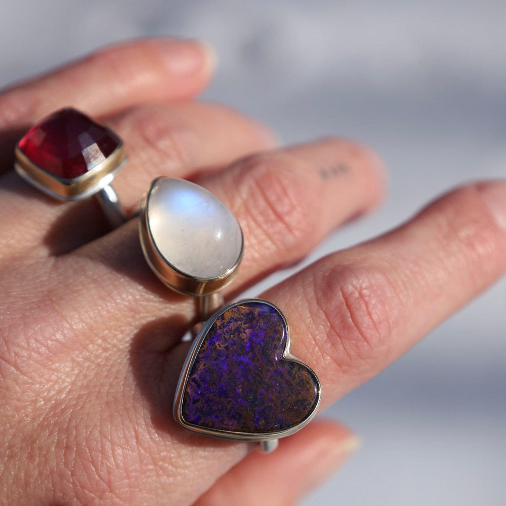 
                  
                    RNG-14K Sterling & 14K Gold Ring w/ BOULDER OPAL Heart on
                  
                