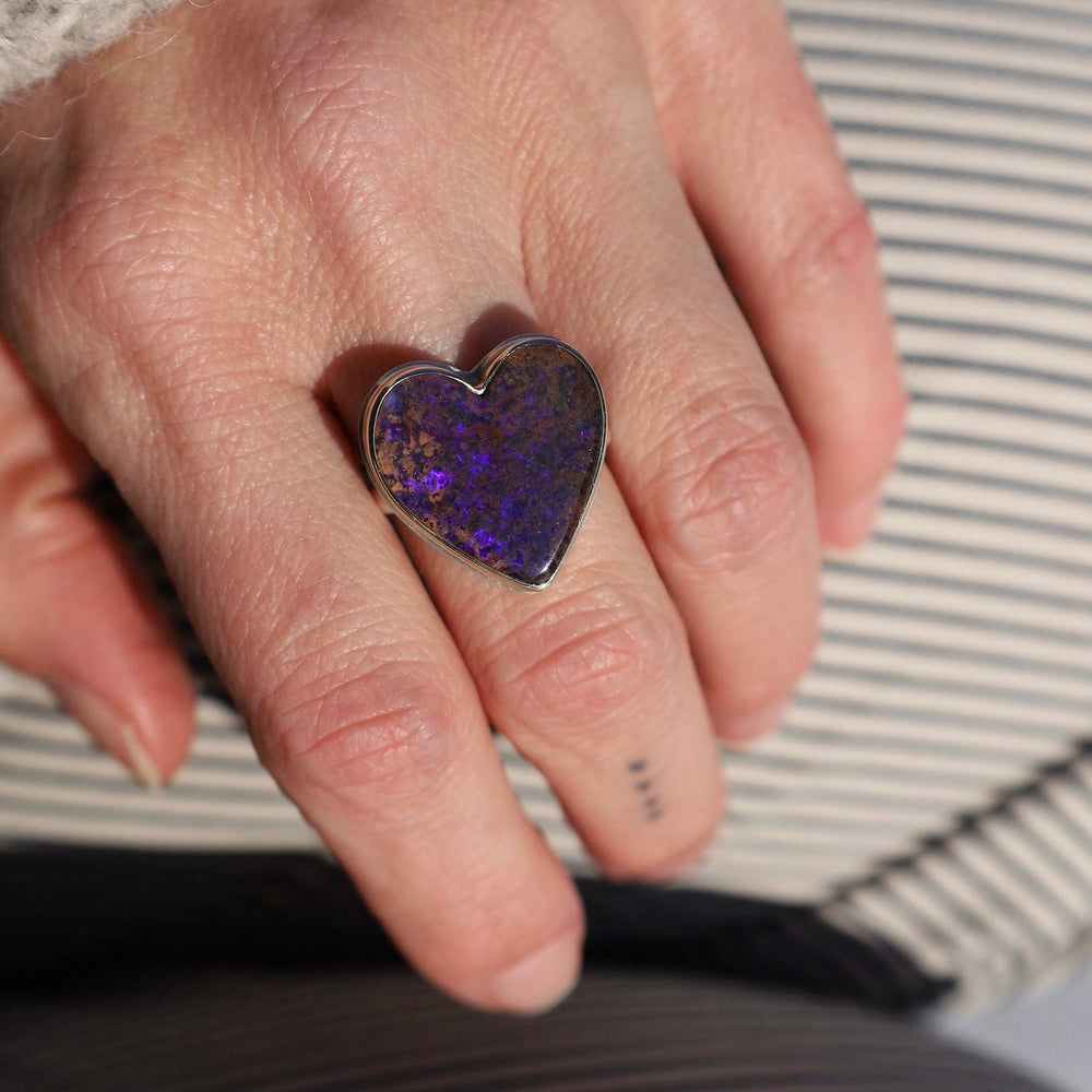 
                  
                    RNG-14K Sterling & 14K Gold Ring w/ BOULDER OPAL Heart on
                  
                