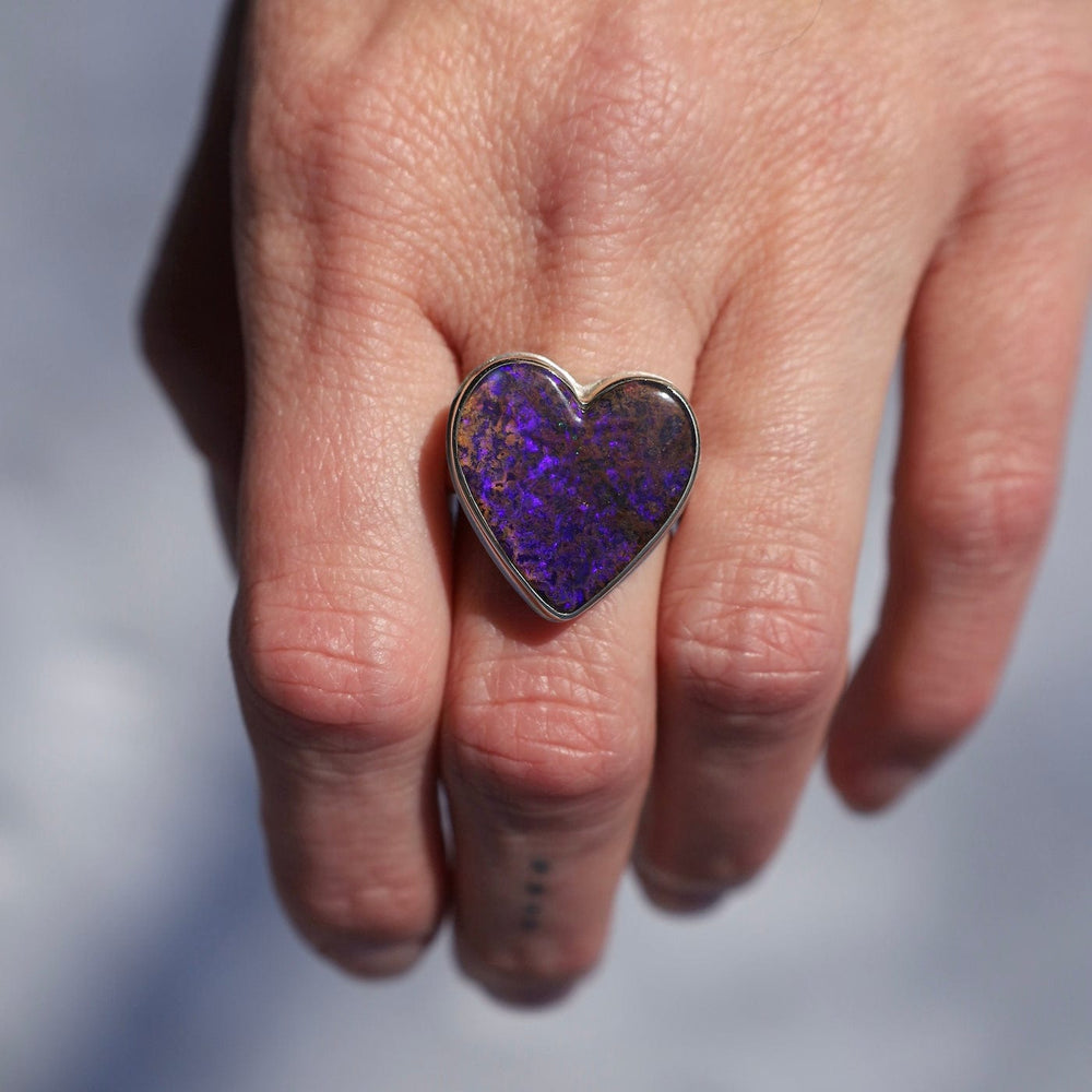 
                  
                    RNG-14K Sterling & 14K Gold Ring w/ BOULDER OPAL Heart on
                  
                