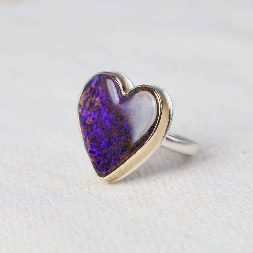 
                  
                    RNG-14K Sterling & 14K Gold Ring w/ BOULDER OPAL Heart on
                  
                