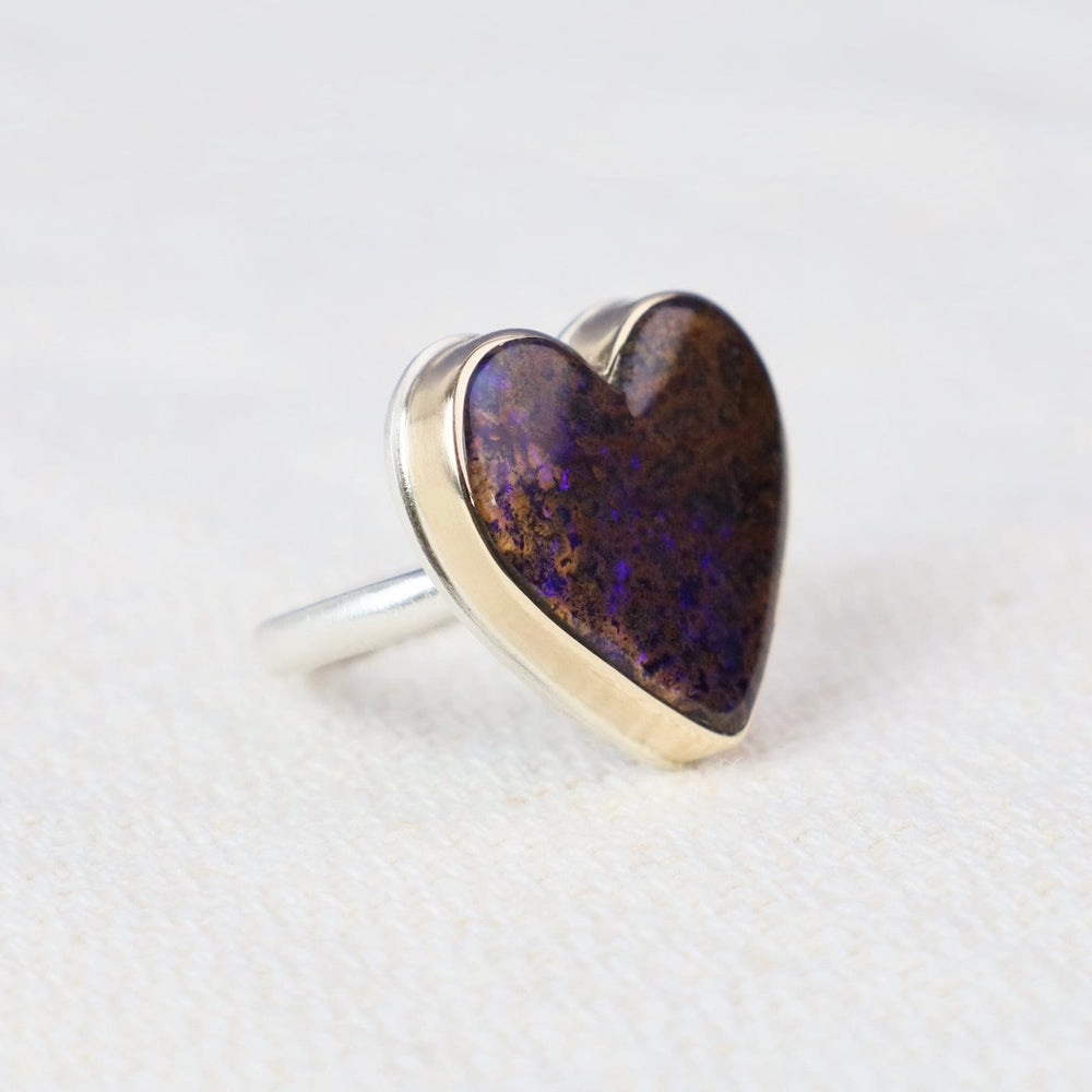 
                  
                    RNG-14K Sterling & 14K Gold Ring w/ BOULDER OPAL Heart on
                  
                