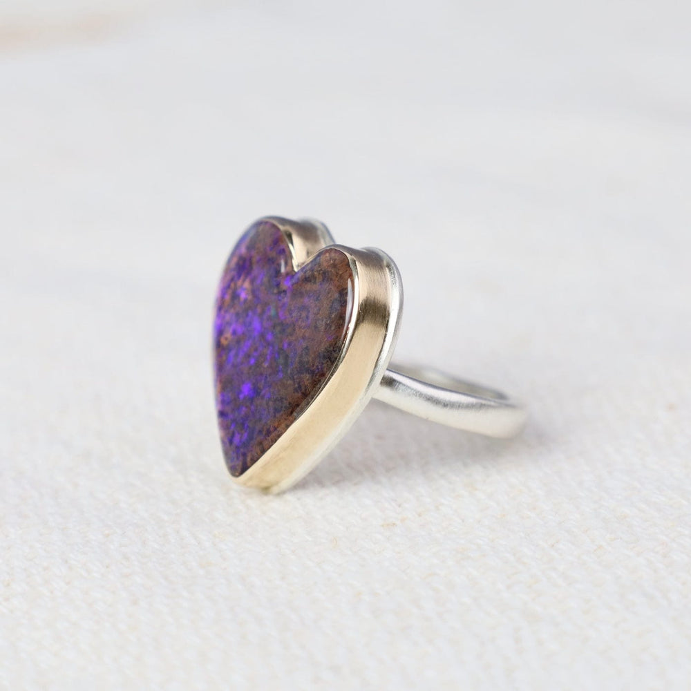 
                  
                    RNG-14K Sterling & 14K Gold Ring w/ BOULDER OPAL Heart on
                  
                