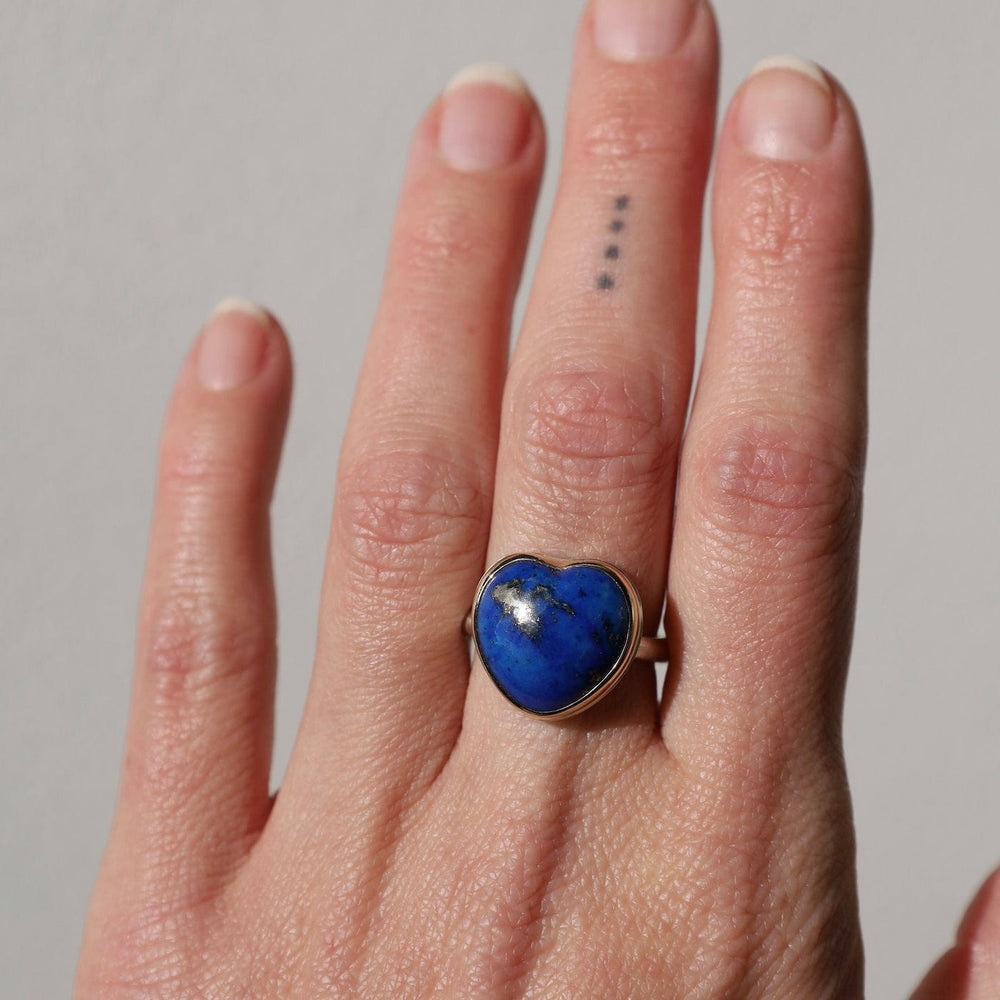 
                  
                    RNG-14K Sterling & 14K Gold Ring w/ LAPIS Heart on Egyptia
                  
                