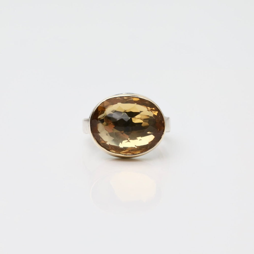 RNG-14K Sterling & 14K Gold Ring w/ Oval Inverted Citrine