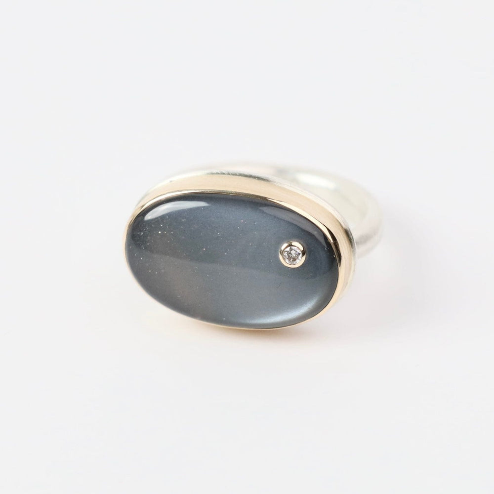 
                  
                    RNG-14K Sterling & 14K Gold Ring w/ Oval Smooth GREY MOONS
                  
                