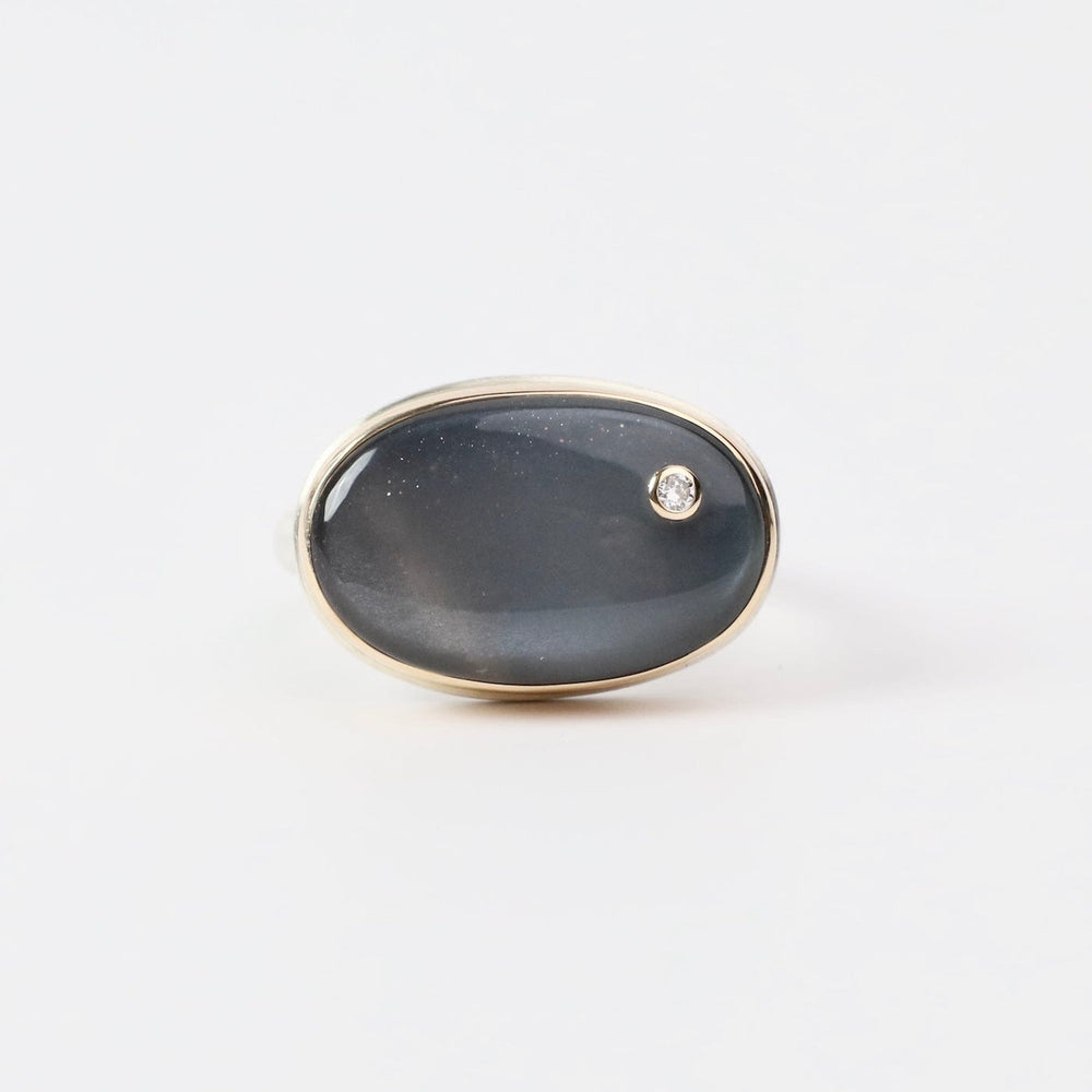 
                  
                    RNG-14K Sterling & 14K Gold Ring w/ Oval Smooth GREY MOONS
                  
                