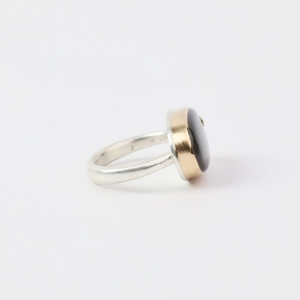 
                  
                    RNG-14K Sterling & 14K Gold Ring w/ Oval Smooth GREY MOONS
                  
                