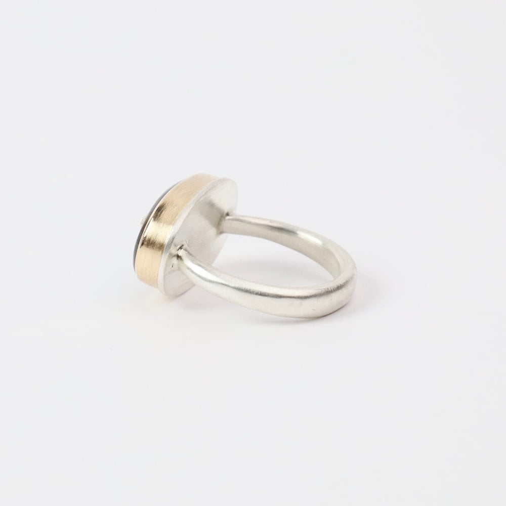 
                  
                    RNG-14K Sterling & 14K Gold Ring w/ Oval Smooth GREY MOONS
                  
                