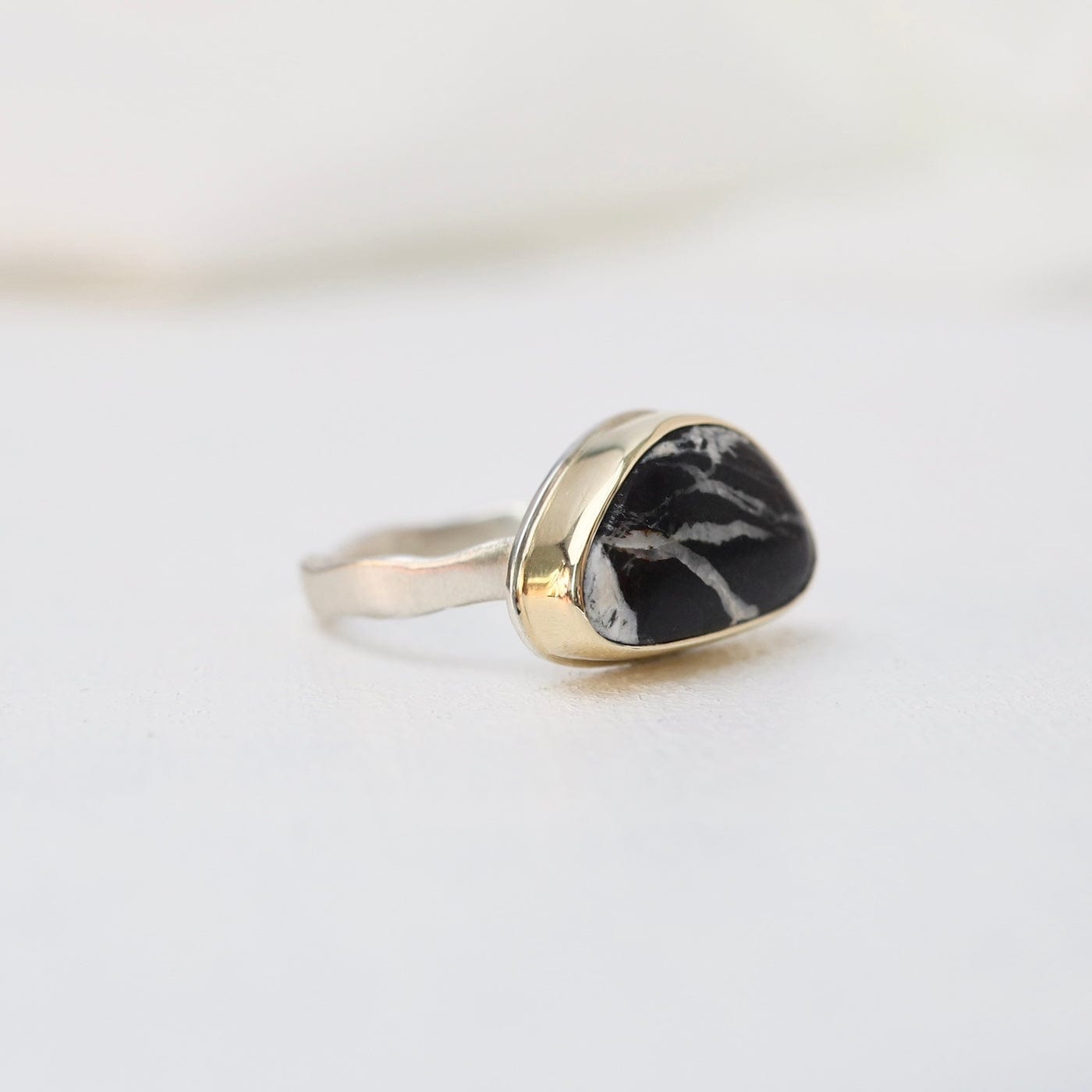 RNG-14K Sterling & 14K Gold Ring w/ Small Asymmetrical WHI