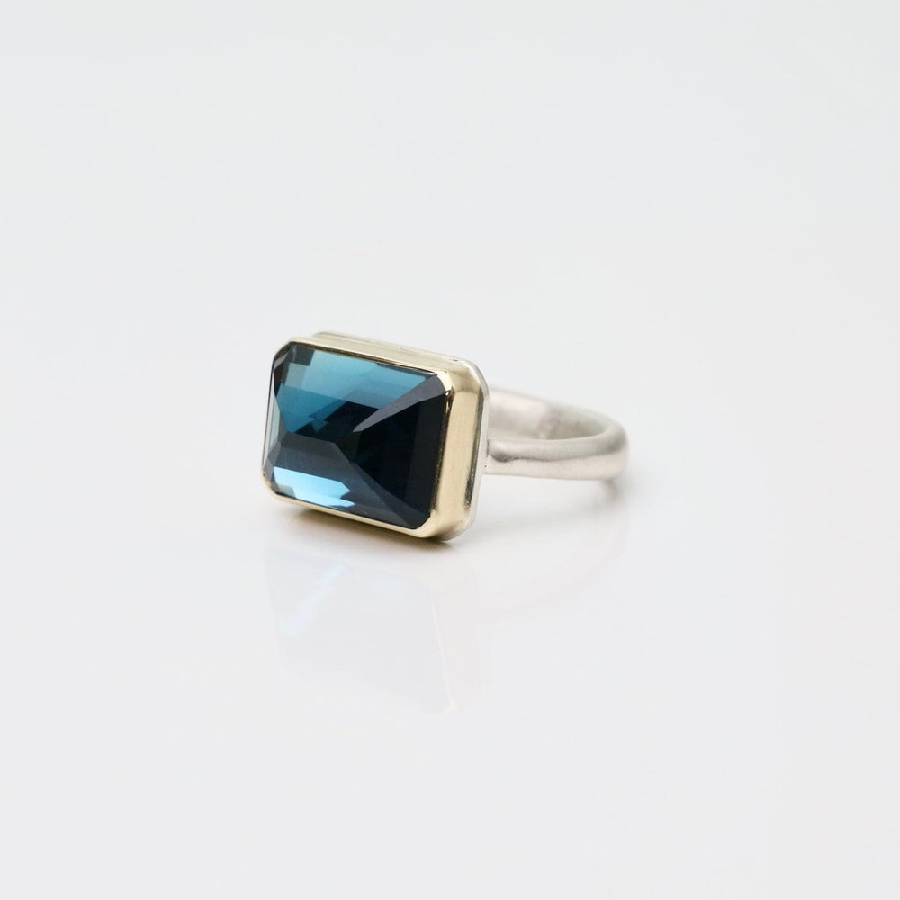 
                      
                        RNG-14K Sterling & 14K Gold Ring w/ Small Rectangular Inve
                      
                    