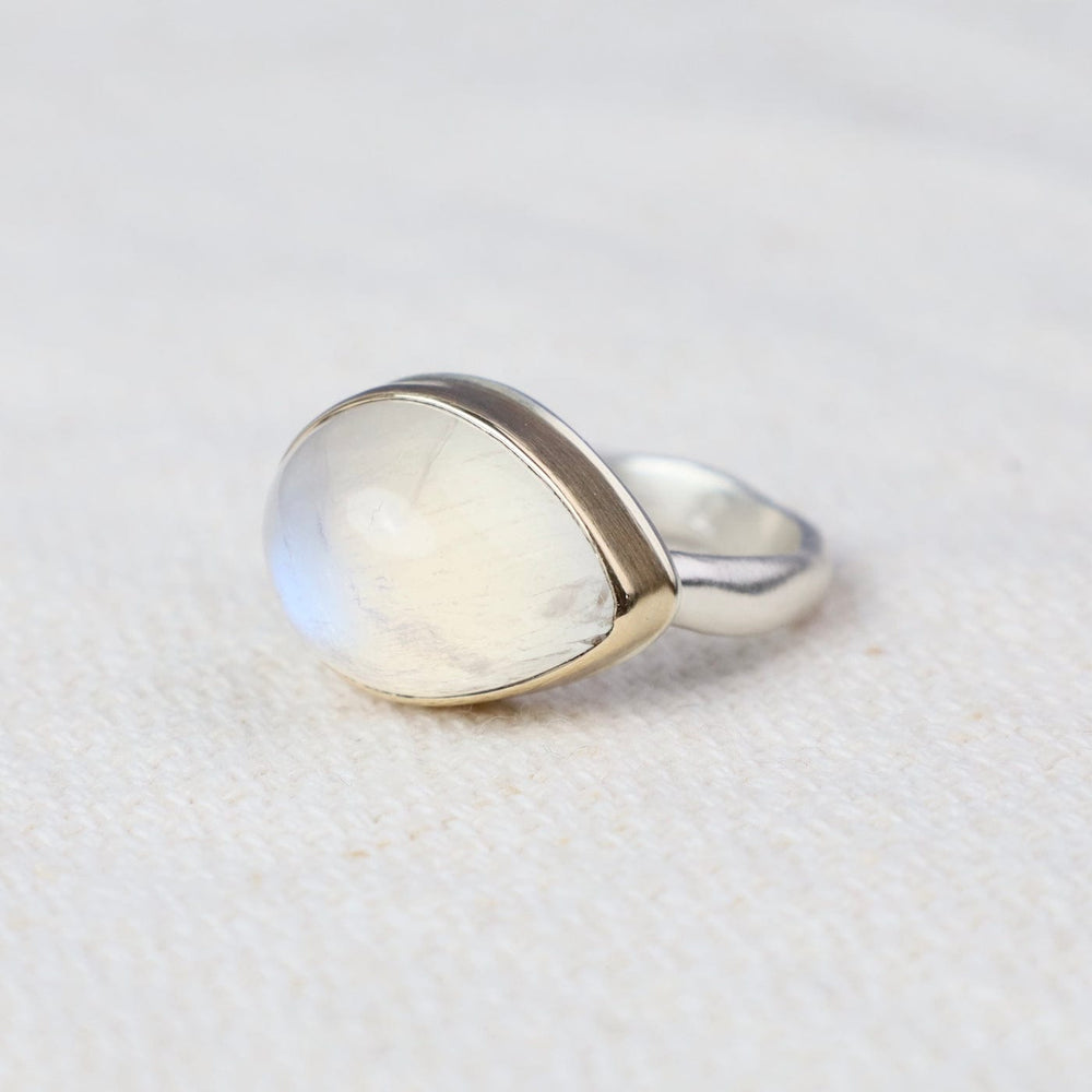 
                  
                    RNG-14K Sterling & 14K Gold Ring w/ Teardrop Smooth WHITE
                  
                