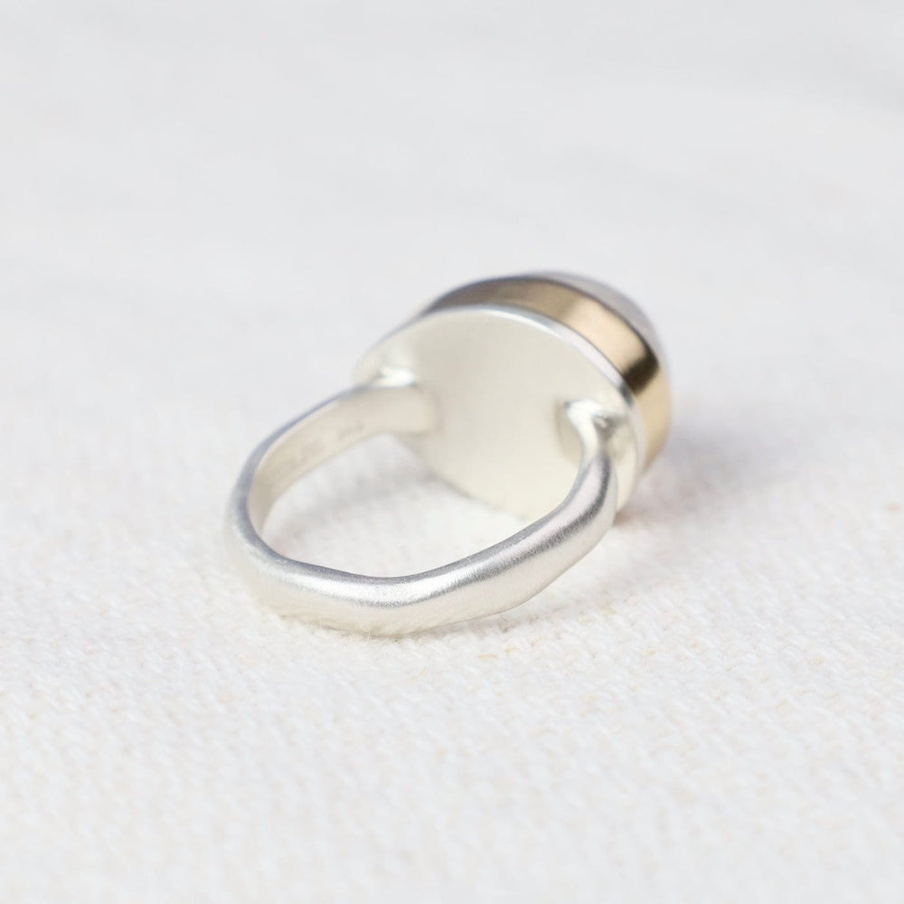 
                  
                    RNG-14K Sterling & 14K Gold Ring w/ Teardrop Smooth WHITE
                  
                