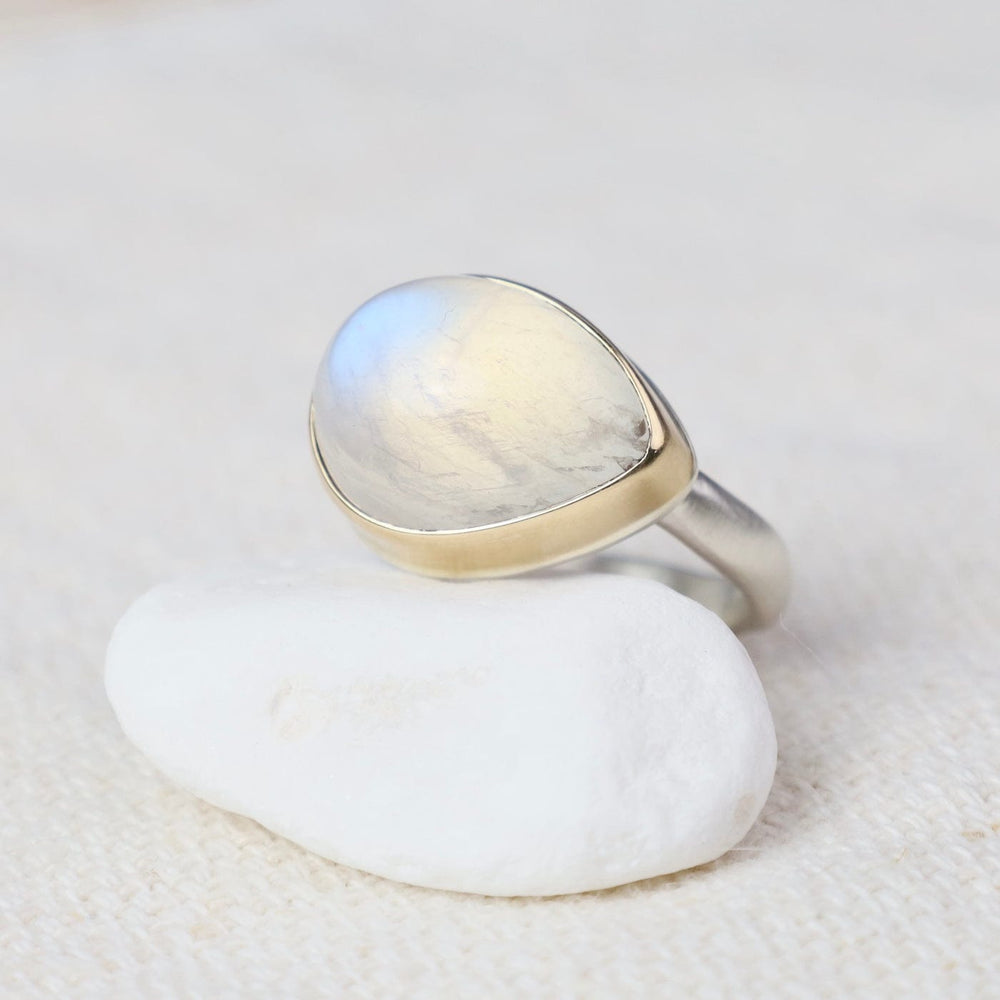 
                  
                    RNG-14K Sterling & 14K Gold Ring w/ Teardrop Smooth WHITE
                  
                