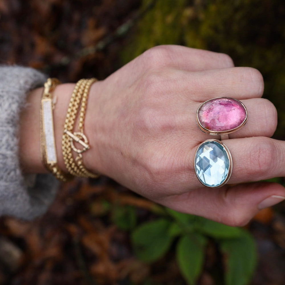 
                      
                        RNG-14K Sterling & 14K Gold Ring w/ Vertical Asymmetrical
                      
                    