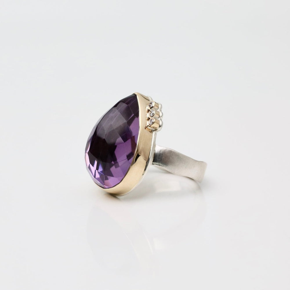 
                  
                    RNG-14K Sterling & 14K Gold Ring w/ Vertical Inverted Tear
                  
                